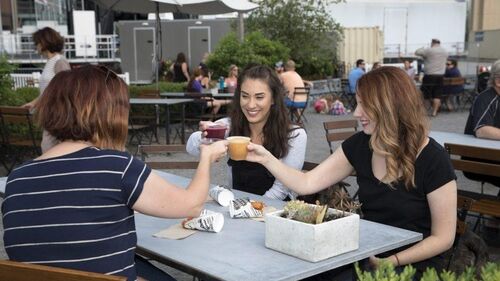 People Clinking Glasses at Clintons Dish