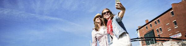 Women Taking Selfie at Ruins
