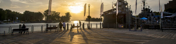Sunset at Buffalo Waterfront Boardwalk