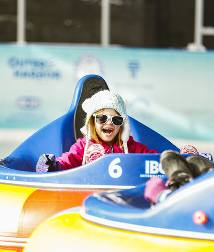 Girls Laughing in Ice Bumper Cars