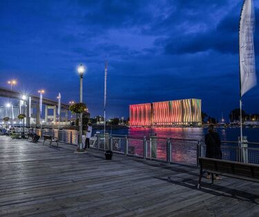 Nighttime Boardwalk on Buffalo Waterfront